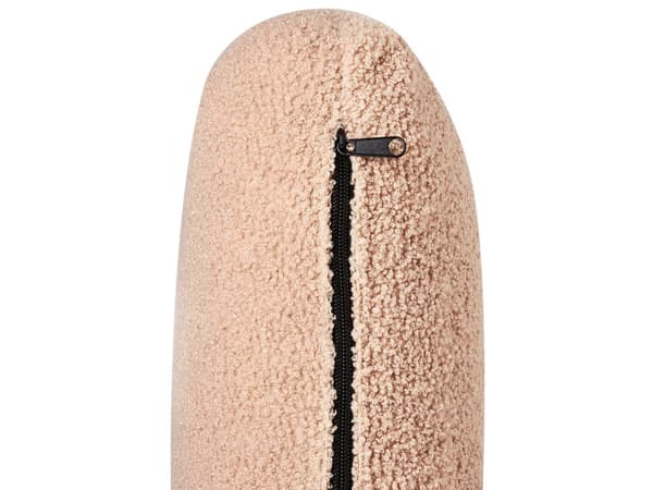 Højrevendt knækket beige boucle chaiselong med hynde retro stuemøbler stue opholdsrum