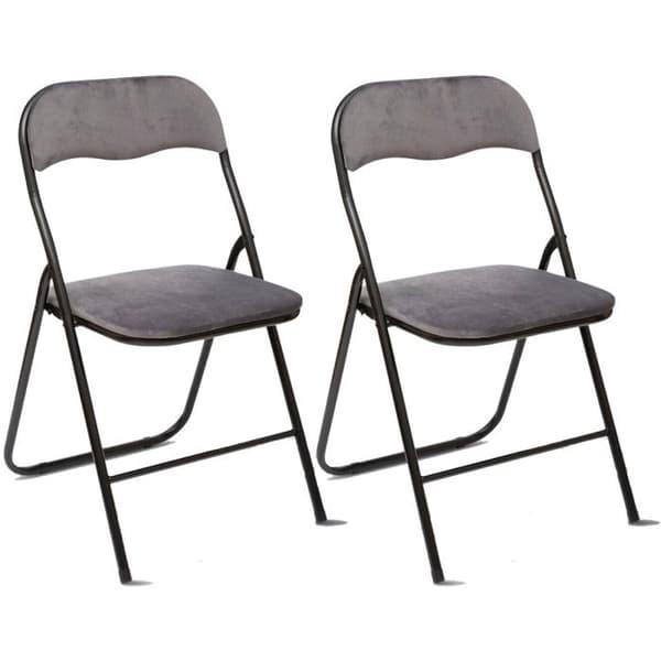 Set med 2 Atmosphera "Easy" sammetsfällbara stolar - Grå