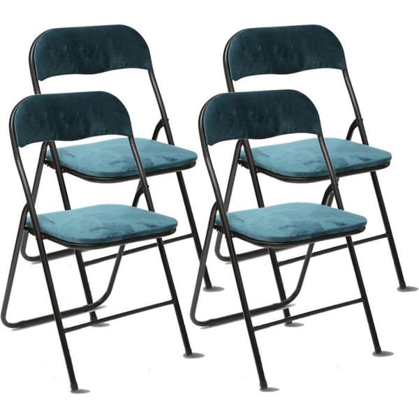 Set med 4 Atmosphera "Easy" sammetsfällbara stolar - Blå