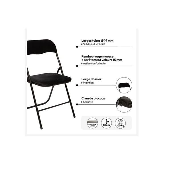 Set med 2 Atmosphera "Easy" sammetsfällbara stolar - Svart