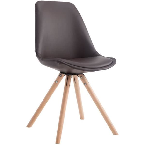 LAVAL besöksstol i konstläder med runda ben - Brun - Modern design - Bekväm