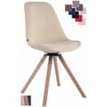Miniatyrbild 1 av 4: TROYES matsalsstol i retrodesign i beige sammet - CLP - Rund träbotten - Vridbar sits