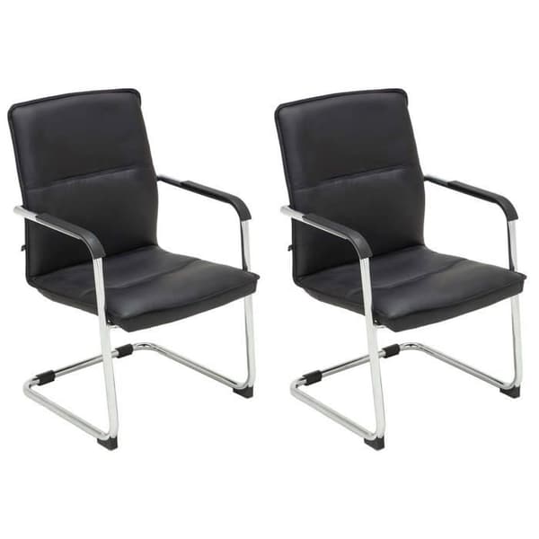 Set med 2 besöksstolar i Seattle konstläder - CLP - Svart - Modernt - Design - Med armstöd