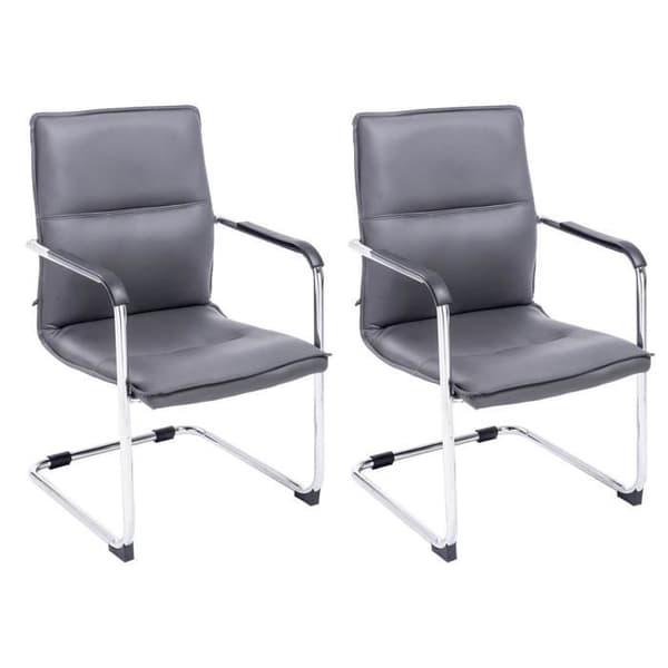 Seattle Visitor Chair - CLP - Set med 2 - Faux - Grå - Armstöd