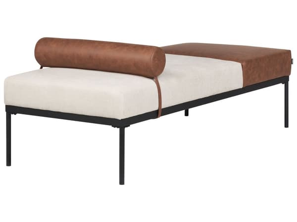 Daybed Beige Brun 170 x 70 cm 1 Personers Dagseng Chaiselong med Pølsepude til Stue og Soveværelse