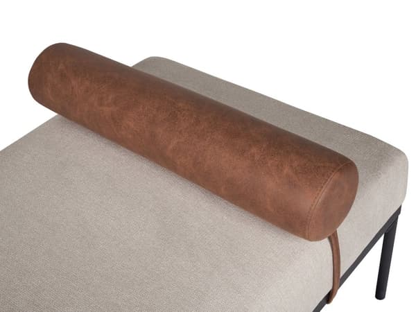 Daybed Beige Brun 170 x 70 cm 1 Personers Dagseng Chaiselong med Pølsepude til Stue og Soveværelse