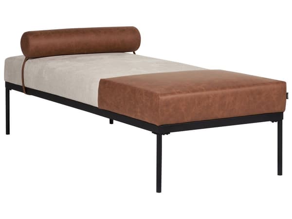 Daybed Beige Brun 170 x 70 cm 1 Personers Dagseng Chaiselong med Pølsepude til Stue og Soveværelse