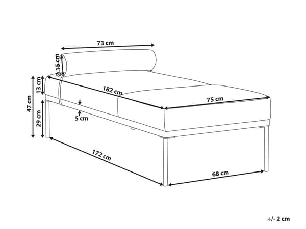 Daybed Beige Mørkebrun 170 x 70 cm 1 Personers Dagseng Chaiselong med Pølsepude til Stue og Soveværelse