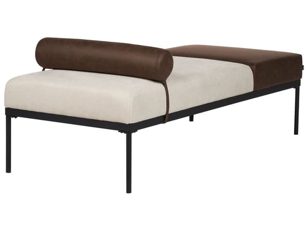 Daybed Beige Mørkebrun 170 x 70 cm 1 Personers Dagseng Chaiselong med Pølsepude til Stue og Soveværelse
