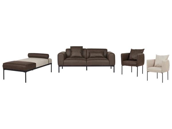 Daybed Beige Mørkebrun 170 x 70 cm 1 Personers Dagseng Chaiselong med Pølsepude til Stue og Soveværelse