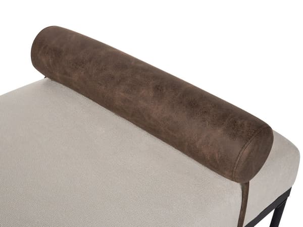 Daybed Beige Mørkebrun 170 x 70 cm 1 Personers Dagseng Chaiselong med Pølsepude til Stue og Soveværelse