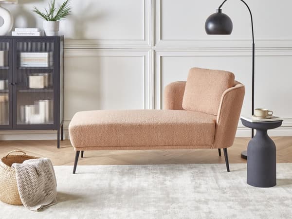 Schäslong Höger Beige Bouclé med Dyna Vardagsrumsmöbler Retrostil