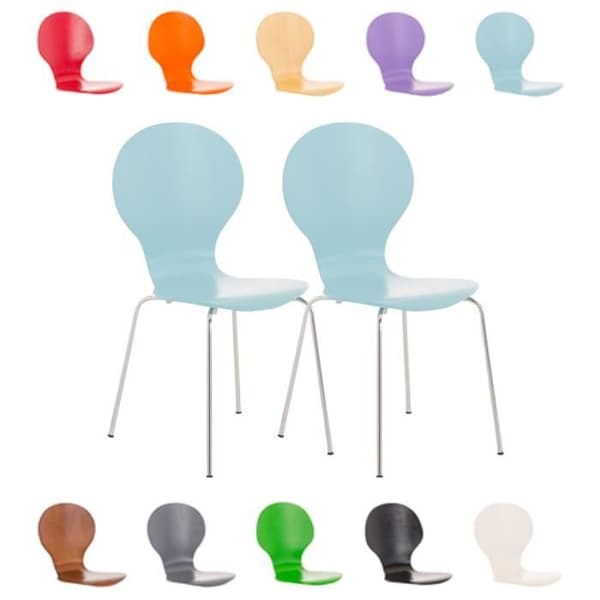 CLP Set med 2 robusta DIEGO stapelbara stolar, med träsits, ergonomiskt utformad sits, lätt underhåll, 10 färger tillgängliga...