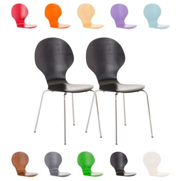 CLP Set med 2 robusta DIEGO stapelbara stolar, med träsits, ergonomiskt utformad sits, lätt underhåll, 10 färger tillgängliga...