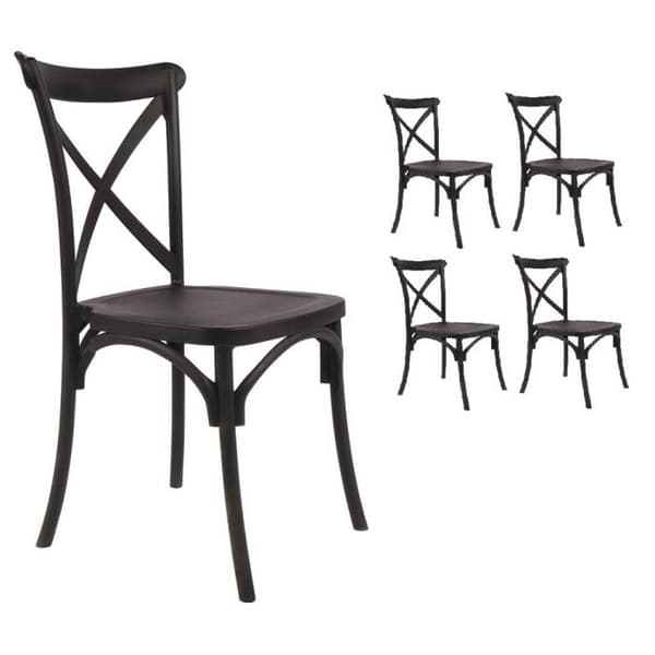 Staplade svarta stolar i bistrostil - KOSMI - 4-pack - Inomhus kök - Modernt design