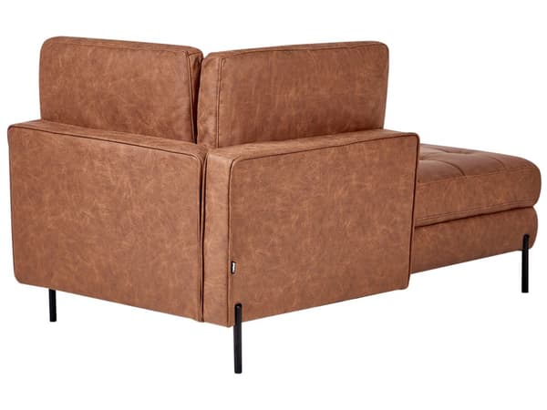 Chaiselong Gyldenbrunt Kunstlæder Daybed med Ryglæn Gæsteseng Multifunktionel Chaise Højrevendt Sofa Moderne til Stuen