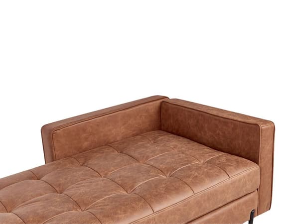 Chaiselong Gyldenbrunt Kunstlæder Daybed med Ryglæn Gæsteseng Multifunktionel Chaise Højrevendt Sofa Moderne til Stuen