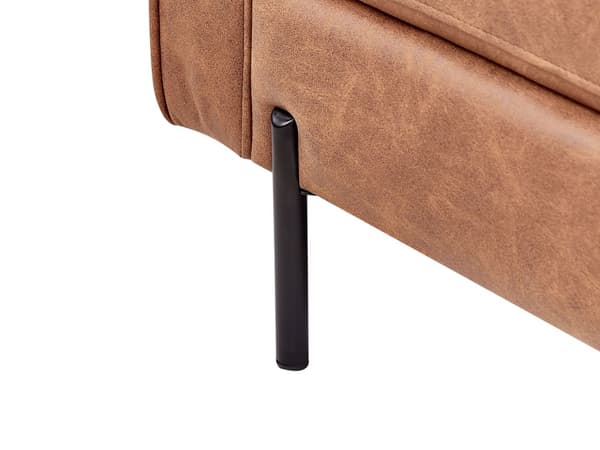 Chaiselong Gyldenbrunt Kunstlæder Daybed med Ryglæn Gæsteseng Multifunktionel Chaise Højrevendt Sofa Moderne til Stuen
