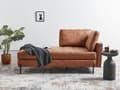 Miniatyrbillede 2 af 11: Chaiselong Gyldenbrunt Kunstlæder Daybed med Ryglæn Gæsteseng Multifunktionel Chaise Højrevendt Sofa Moderne til Stuen