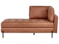 Miniatyrbillede 1 af 11: Chaiselong Gyldenbrunt Kunstlæder Daybed med Ryglæn Gæsteseng Multifunktionel Chaise Højrevendt Sofa Moderne til Stuen
