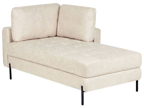Chaiselong Lys Beige Kunstlæder Daybed med Ryglæn Gæsteseng Multifunktionel Chaise Venstrevendt Sofa Moderne til Stuen