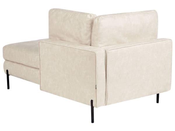 Chaiselong Lys Beige Kunstlæder Daybed med Ryglæn Gæsteseng Multifunktionel Chaise Venstrevendt Sofa Moderne til Stuen