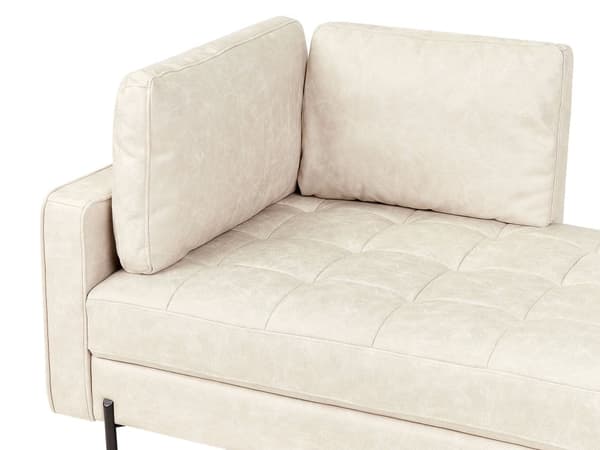 Chaiselong Lys Beige Kunstlæder Daybed med Ryglæn Gæsteseng Multifunktionel Chaise Venstrevendt Sofa Moderne til Stuen