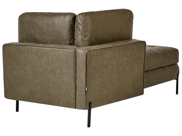 Chaiselong Grønt Kunstlæder Daybed med Ryglæn Gæsteseng Multifunktionel Chaise Højrevendt Sofa Moderne til Stuen