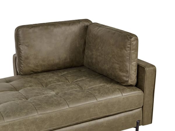 Chaiselong Grønt Kunstlæder Daybed med Ryglæn Gæsteseng Multifunktionel Chaise Højrevendt Sofa Moderne til Stuen
