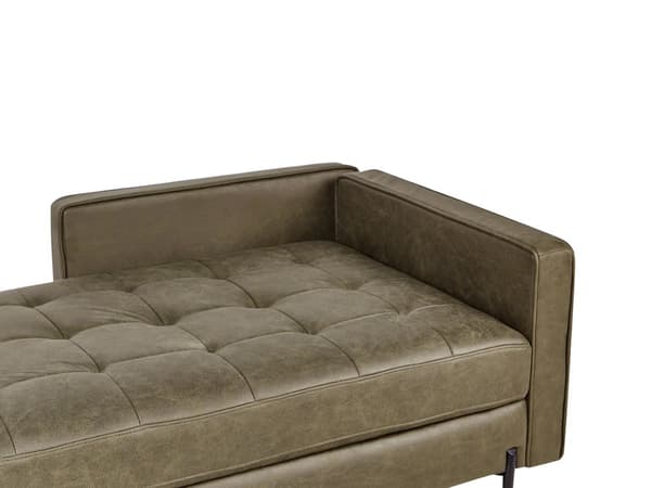 Chaiselong Grønt Kunstlæder Daybed med Ryglæn Gæsteseng Multifunktionel Chaise Højrevendt Sofa Moderne til Stuen