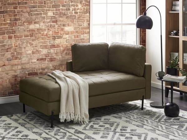 Chaiselong Grønt Kunstlæder Daybed med Ryglæn Gæsteseng Multifunktionel Chaise Højrevendt Sofa Moderne til Stuen