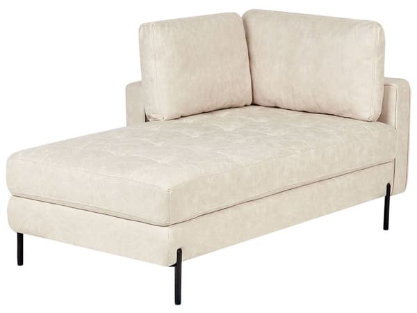 Chaiselong Lys Beige Kunstlæder Daybed med Ryglæn Gæsteseng Multifunktionel Chaise Højrevendt Sofa Moderne til Stuen