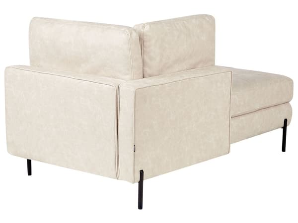 Chaiselong Lys Beige Kunstlæder Daybed med Ryglæn Gæsteseng Multifunktionel Chaise Højrevendt Sofa Moderne til Stuen