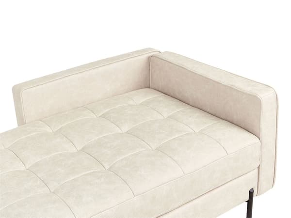 Chaiselong Lys Beige Kunstlæder Daybed med Ryglæn Gæsteseng Multifunktionel Chaise Højrevendt Sofa Moderne til Stuen