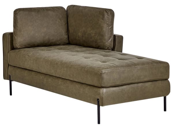 Chaiselong Grønt Kunstlæder Daybed med Ryglæn Gæsteseng Multifunktionel Chaise Venstrevendt Sofa Moderne til Stuen