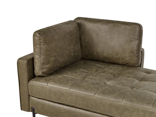 Chaiselong Grønt Kunstlæder Daybed med Ryglæn Gæsteseng Multifunktionel Chaise Venstrevendt Sofa Moderne til Stuen