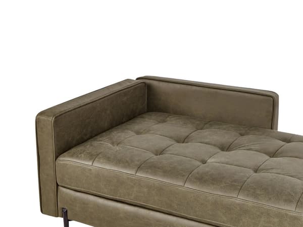 Chaiselong Grønt Kunstlæder Daybed med Ryglæn Gæsteseng Multifunktionel Chaise Venstrevendt Sofa Moderne til Stuen