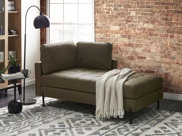 Chaiselong Grønt Kunstlæder Daybed med Ryglæn Gæsteseng Multifunktionel Chaise Venstrevendt Sofa Moderne til Stuen