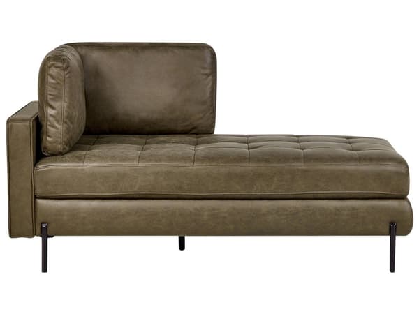 Chaiselong Grønt Kunstlæder Daybed med Ryglæn Gæsteseng Multifunktionel Chaise Venstrevendt Sofa Moderne til Stuen