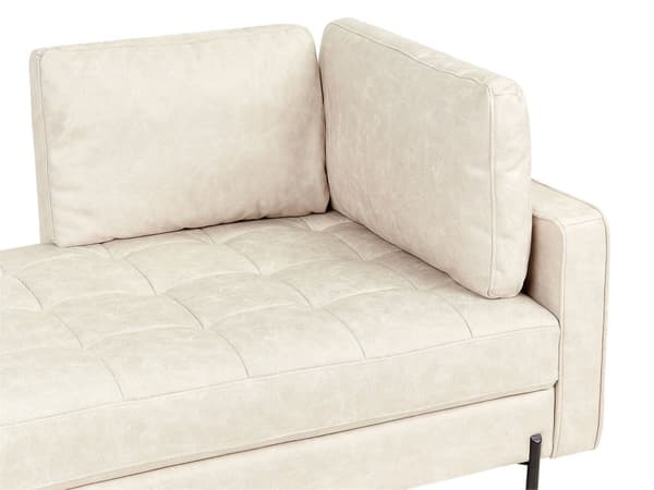 Schäslong Ljusbeige Konstläder Höger Tuftad Modern Vardagsrum Svarta Ben Armstöd