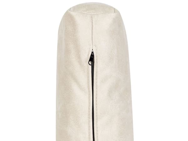 Schäslong Ljusbeige Konstläder Höger Tuftad Modern Vardagsrum Svarta Ben Armstöd