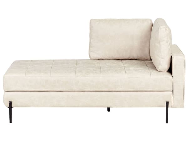 Schäslong Ljusbeige Konstläder Höger Tuftad Modern Vardagsrum Svarta Ben Armstöd