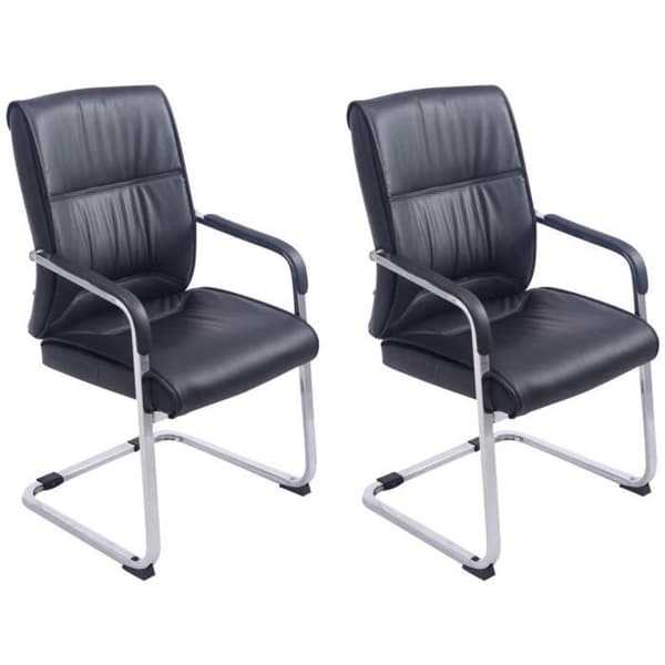 XXL Anubis Faux Leather Cantilever-stolar - CLP - Svart - Set om 2 - Vikt upp till 260 kg - Med armstöd