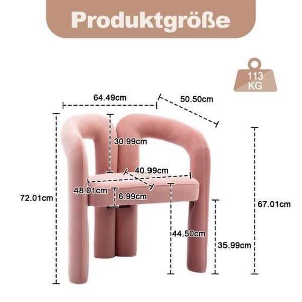 Accent stol, matstol, kök accent stol, tyg accent stol för vardagsrum, rosa