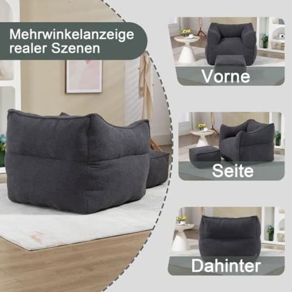 Mjuk Lazy Boy-stol, bekväm, Memory Foam-stol med armstöd, lämplig för vardagsrum och sovrum, svart