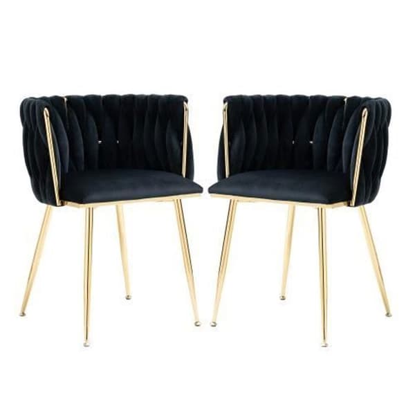 Sittpuff - Ingen namn - Svart Sammet - Paket om 2 - Metallstruktur - Modern Design