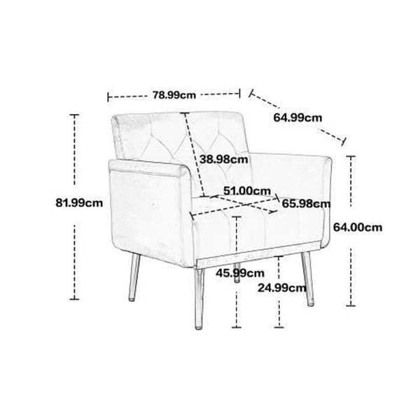 Sidostol, enkel fritidssoffa med Rose Golden ben, 79*65*82cm, Rosa