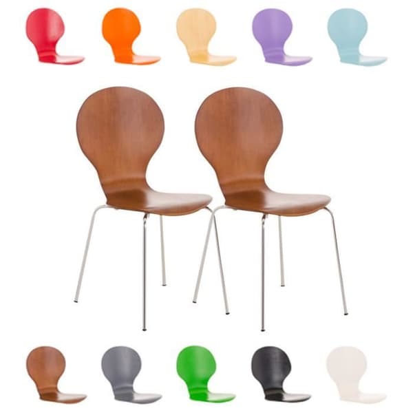 CLP Set med 2 robusta DIEGO stapelbara stolar, med träsits, ergonomiskt utformad sits, lätt underhåll, 10 färger tillgängliga...