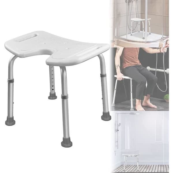 LARS360 Höjdjusterbar duschpall 37-51cm U-form Halkfri badsits