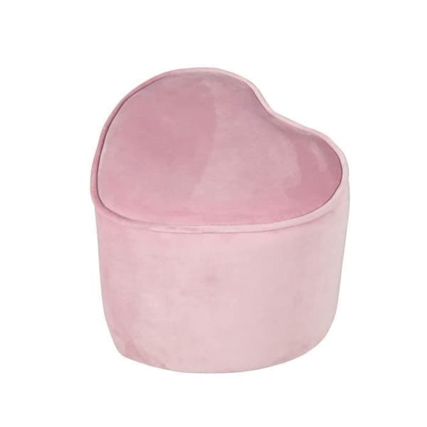 ROBA Lil Soffa Barnpuff i sammet - Hjärtform - Rosa